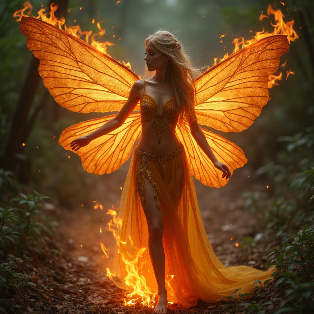 Celtic Fire Fairy with Flaming Feet