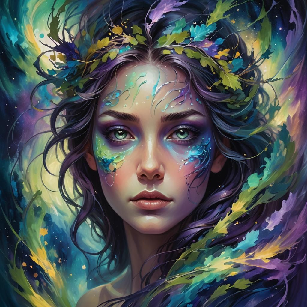Enchanting Artist Portrait with Aurora Borealis Effects