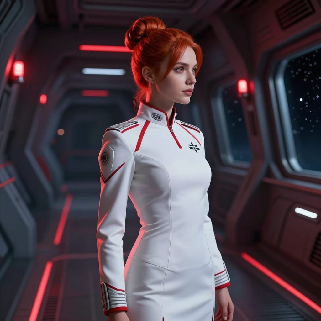 Futuristic Naval Officer on Battle Bridge