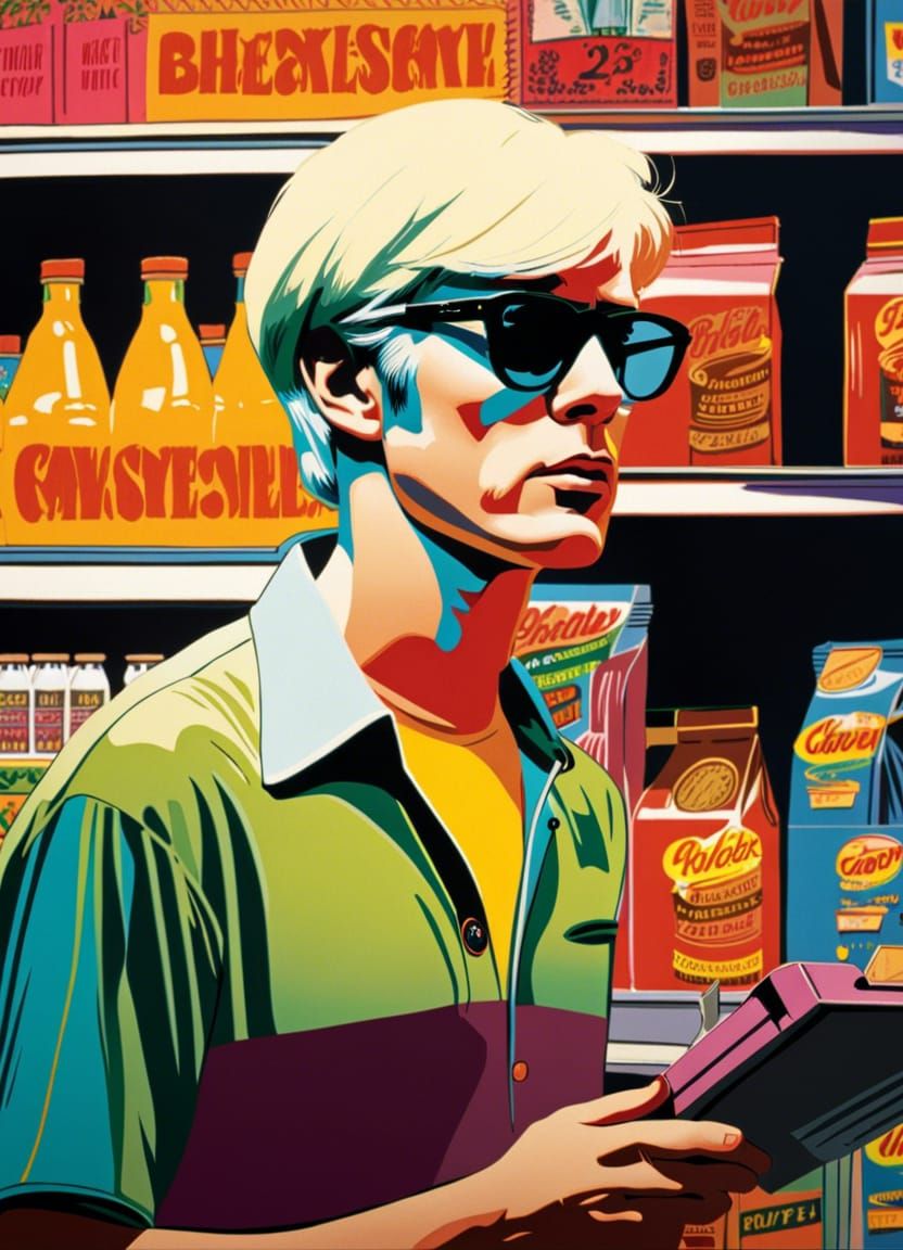 Hyperrealistic Grocery Clerk in Splash Art Style