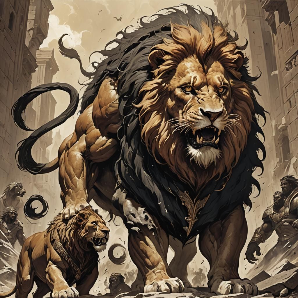 Hercules as a Sinister Lion, Digital Art