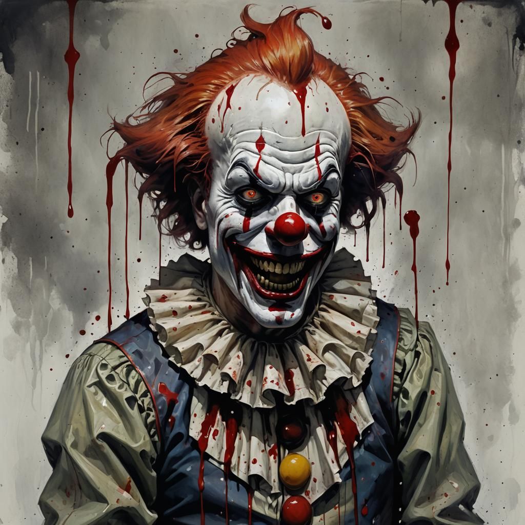 Creepy Clown with Bloody Eyes, Sinister Art