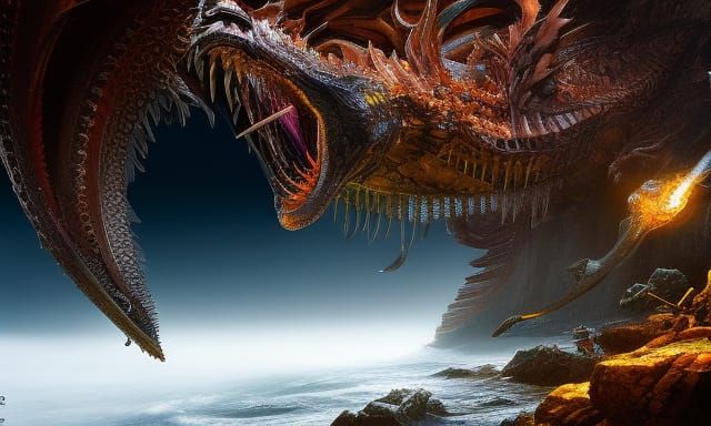 massive sea serpent in the ocean