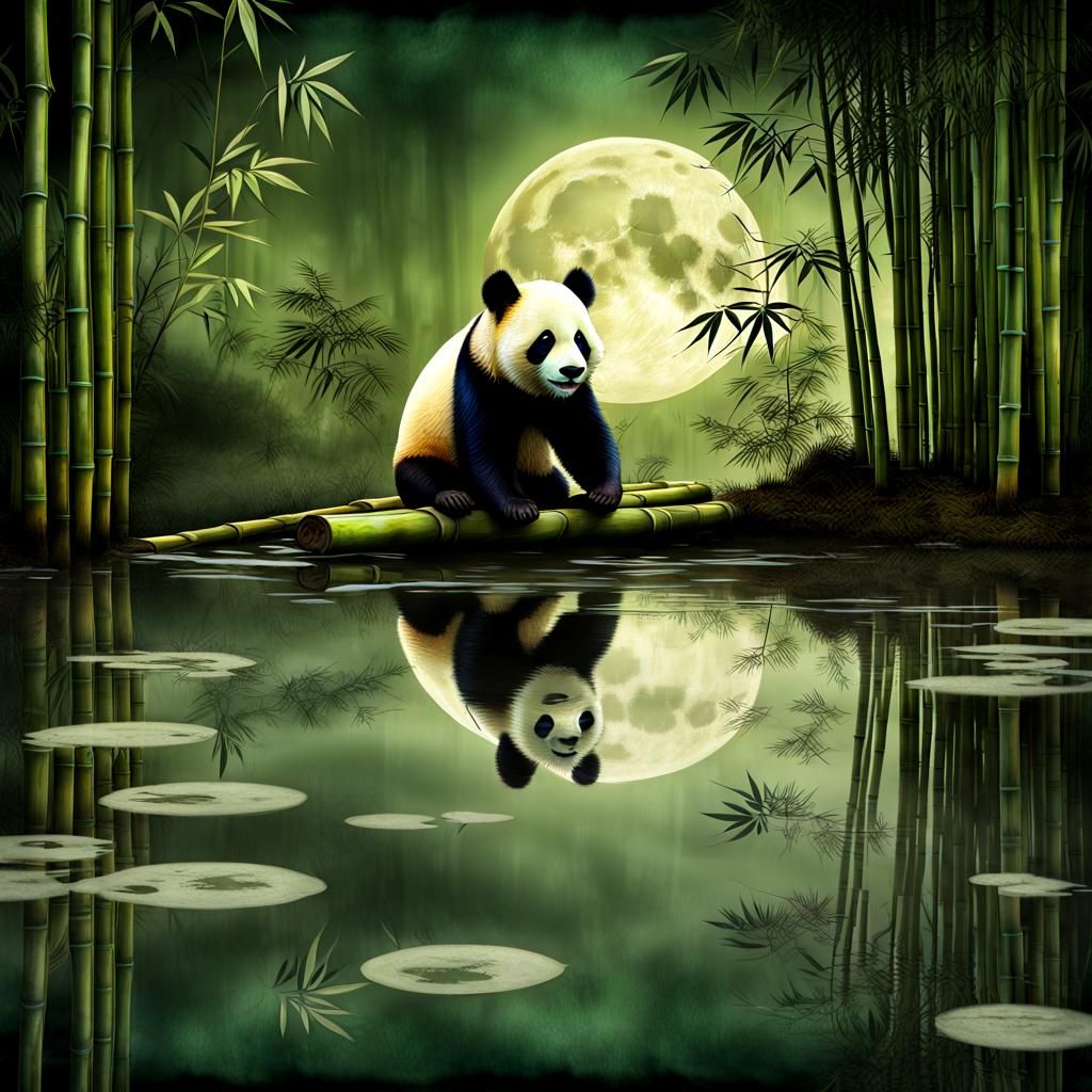 Panda in bamboo forest