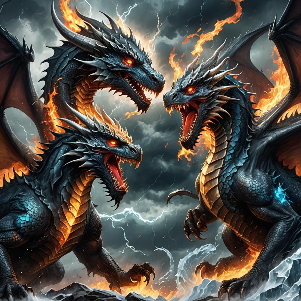Epic Dragon Battle in Stormy Skies