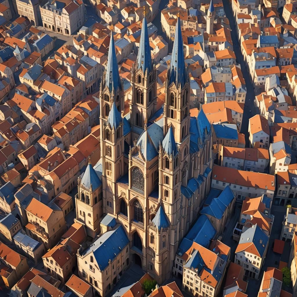 Ornate Medieval Cathedral in Mediterranean Cityscape