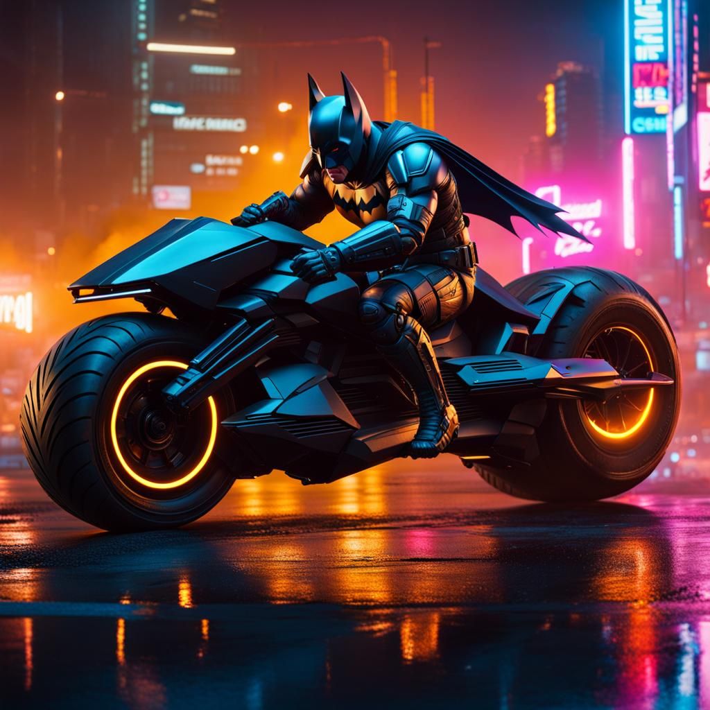 Cyberpunk Batman on Batpod