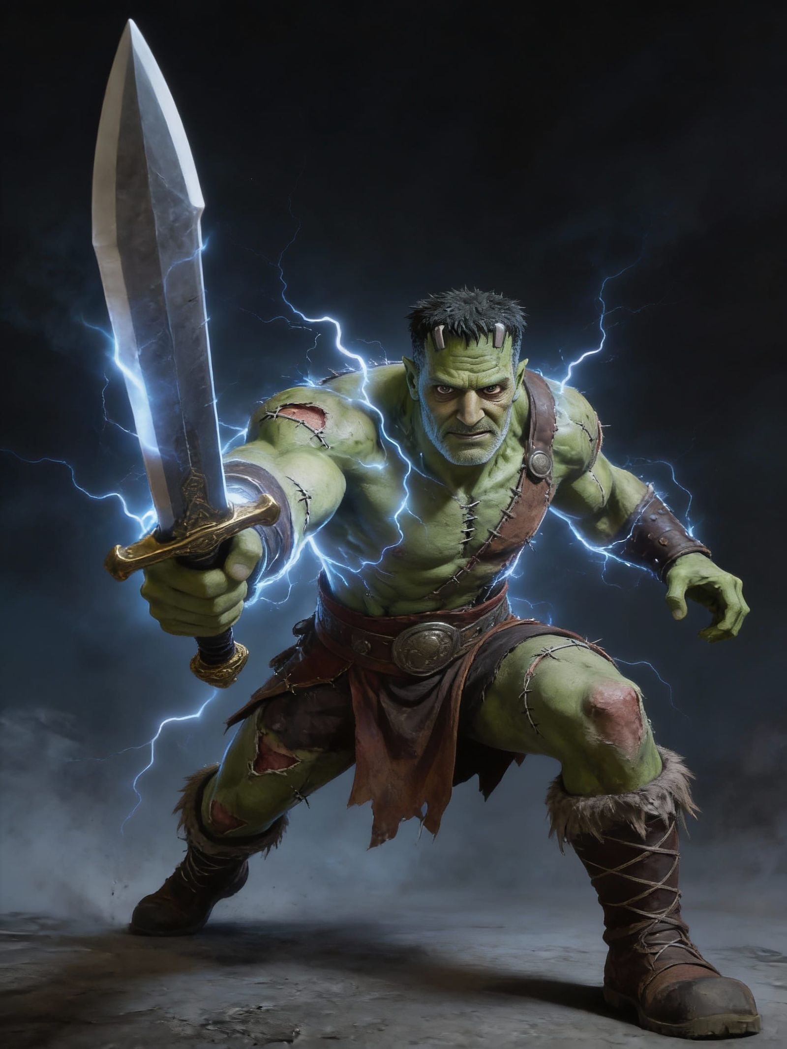 Frankenstein Barbarian Monster with Great Sword