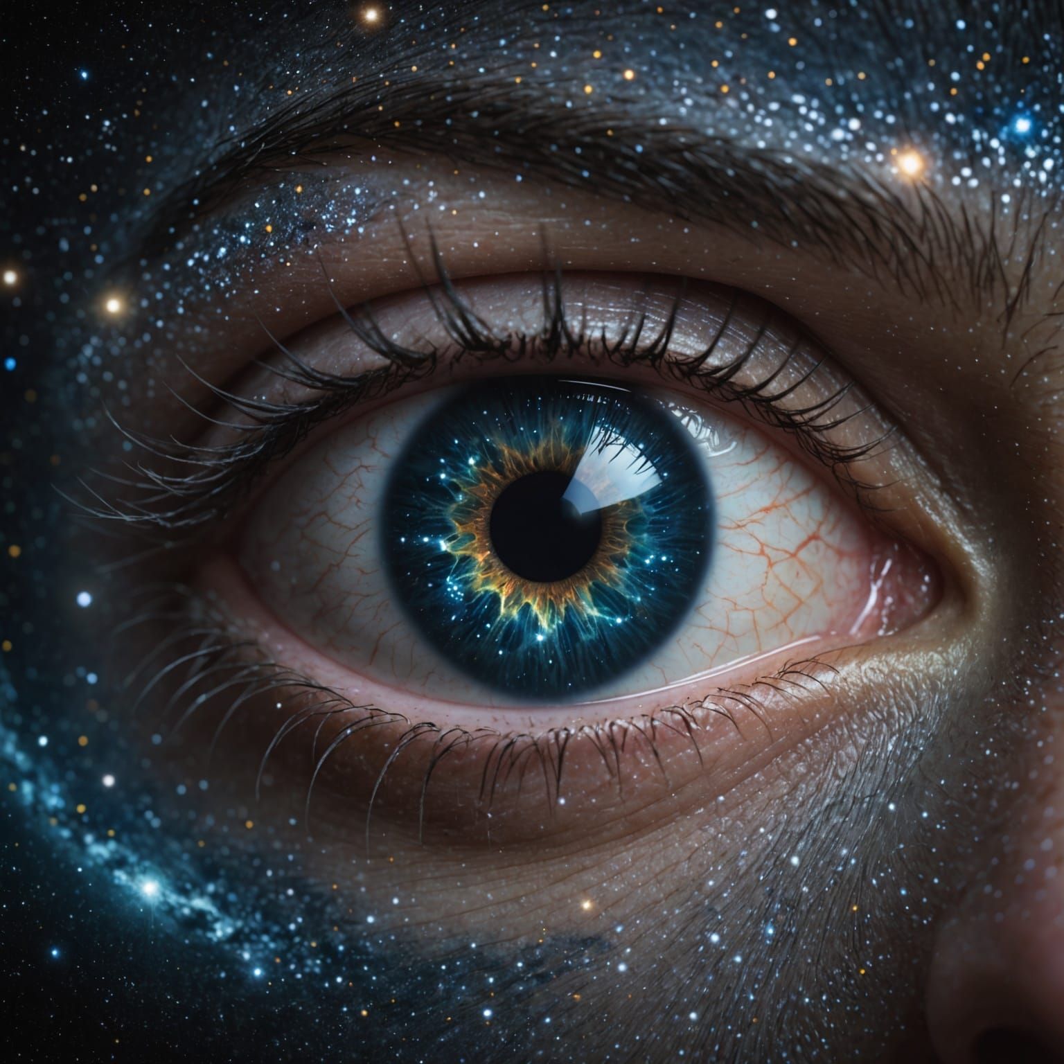 Milky Way Reflection in Human Eyes: 8K Detail