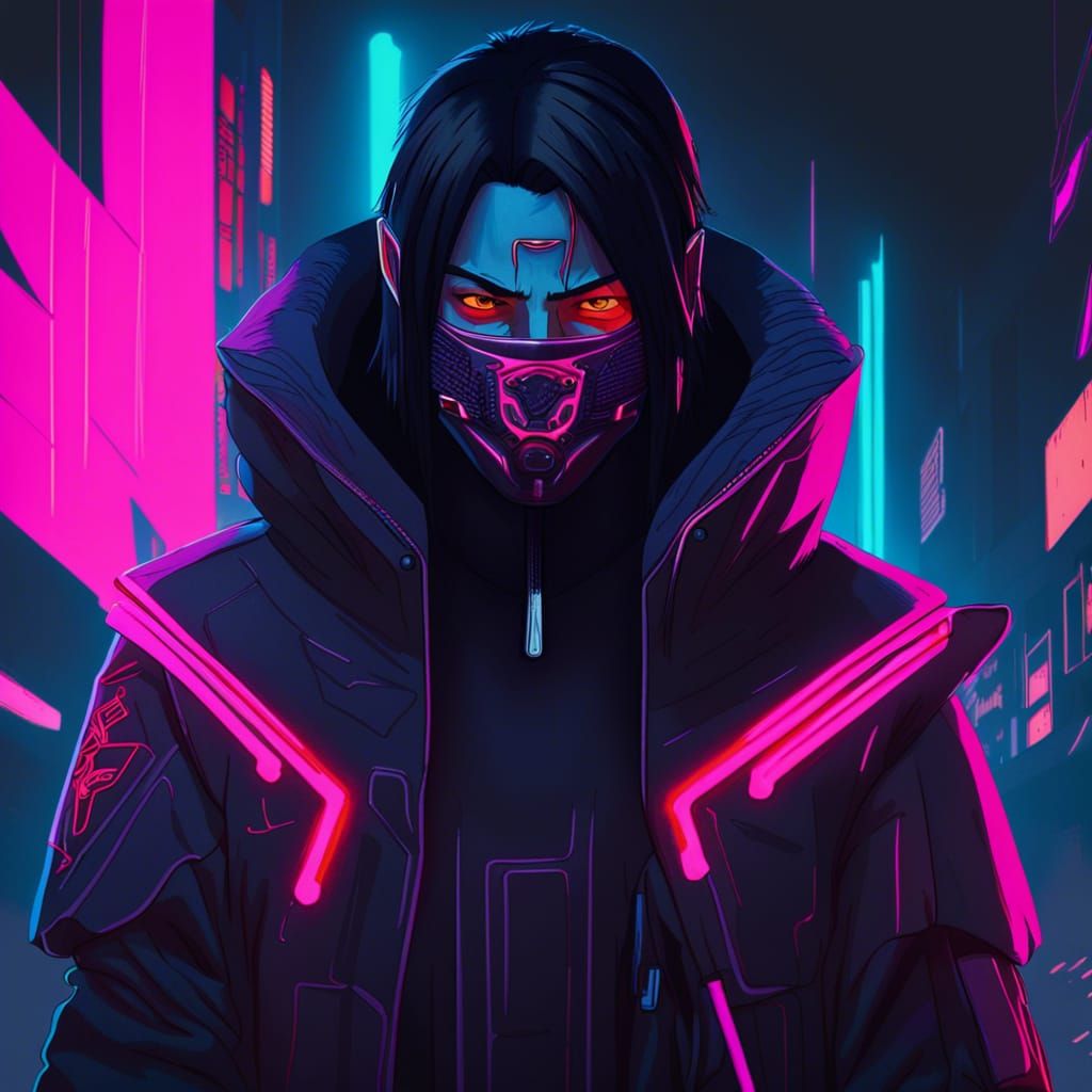 Cyberpunk Character in Neon Cityscape