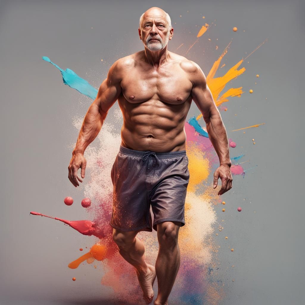 Hyperrealistic Portrait of a Mature Man, Shirtless