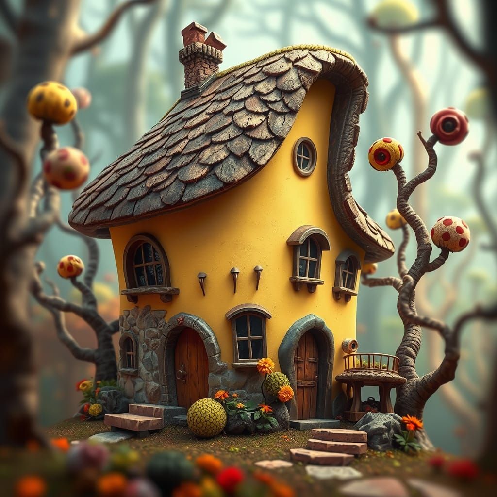 Enchanting Fairy-Tale House in Dreamlike Forest