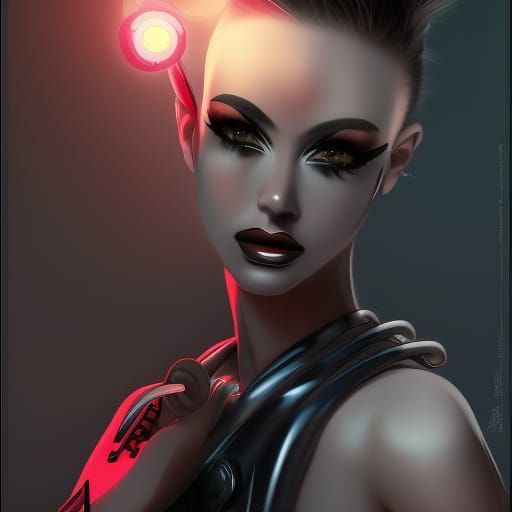 Alluring Cyborg Pin-Up in Future Punk Style