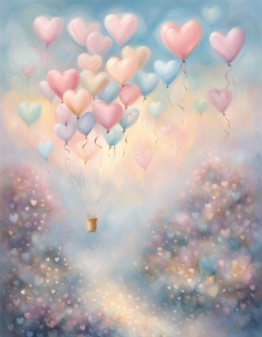 Dreamy Pastel Hearts in Ethereal Mist