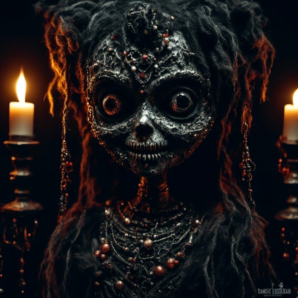 Mysterious Voodoo Doll on Dark Altar