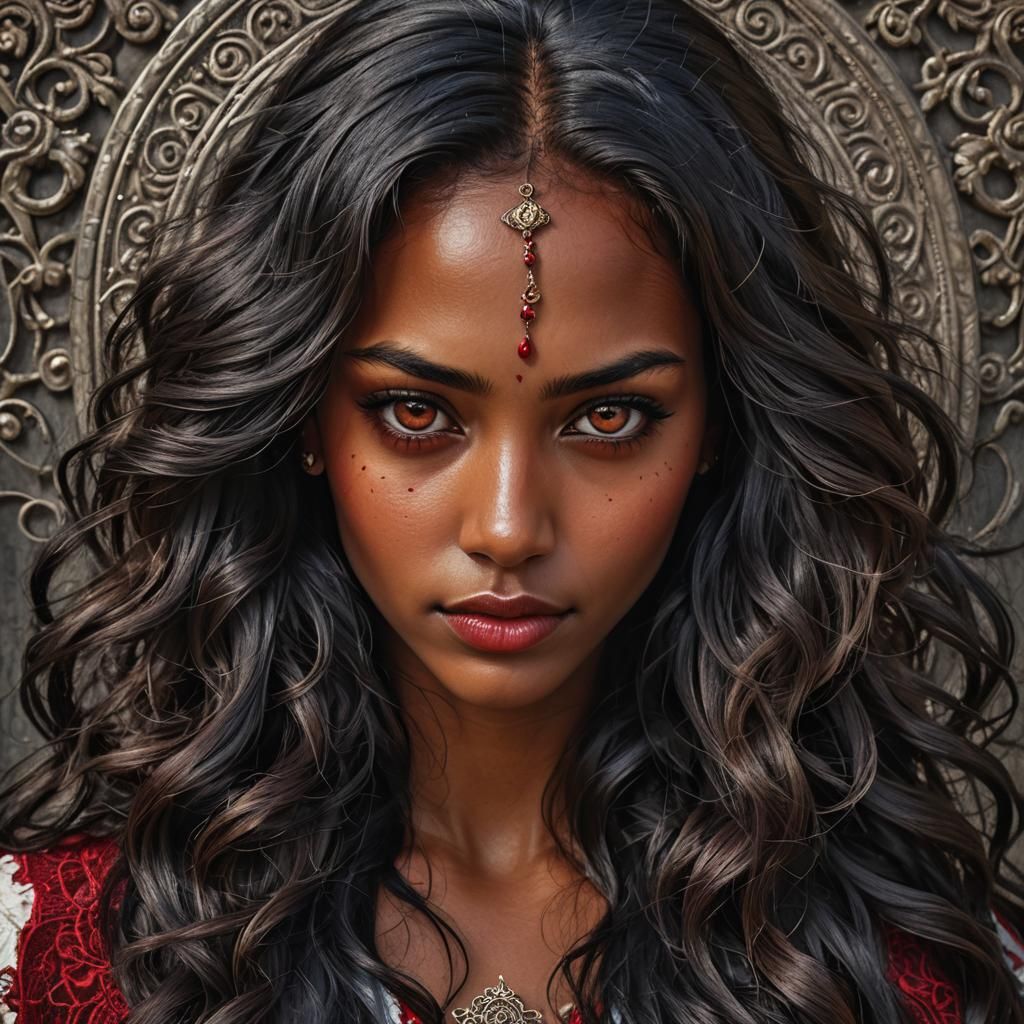 Beautiful Woman with Ruby, Hyperrealistic Portrait