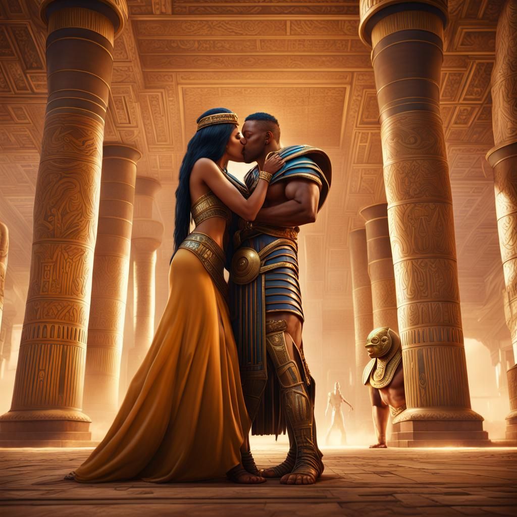 Pharaonic Queen Receives Kiss in Matte Painting