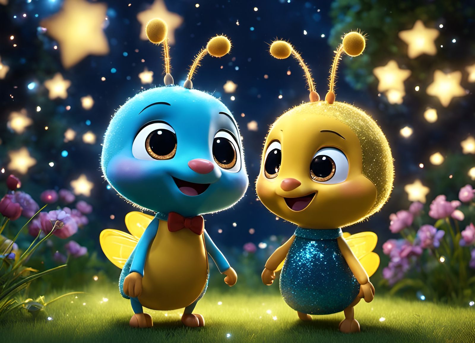 Fireflies Attend Glittery Prom: 3D CGI Rendering
