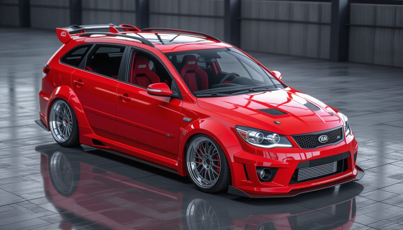 Customized 2008 KIA Ceed Stationwagon in Red