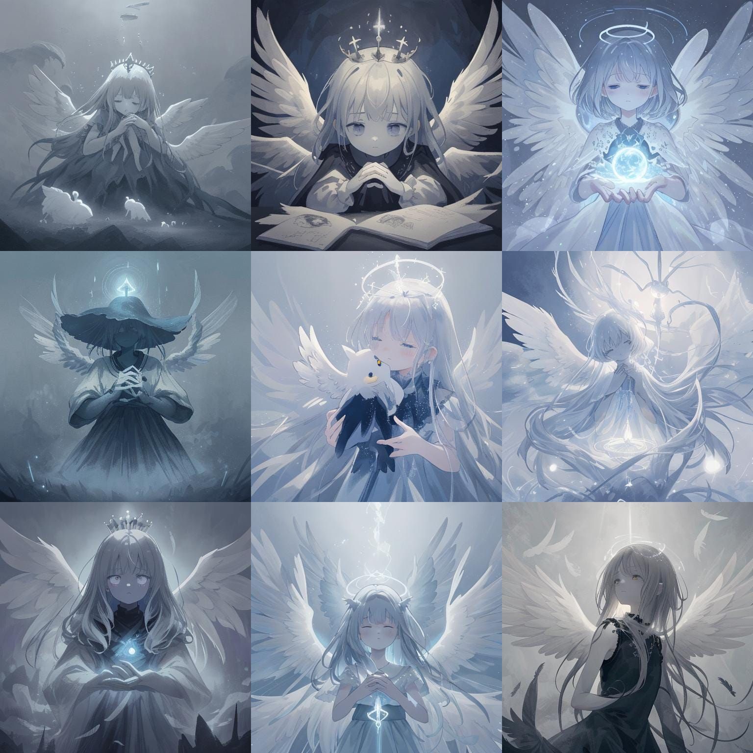 Floating Blue Hands Holding Spiked Halo