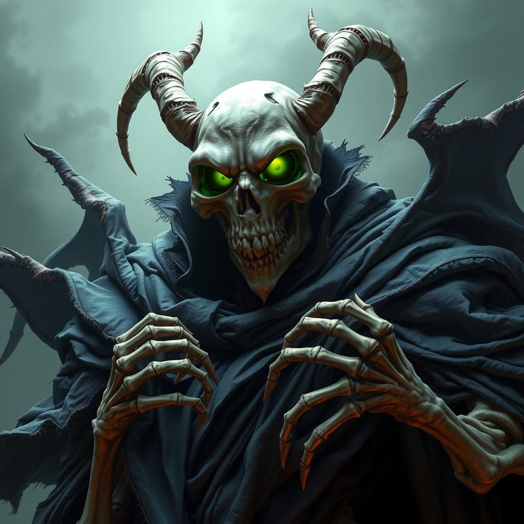 Undead Dark Fantasy Lich Concept Art in Stylish Dark Fantasy...