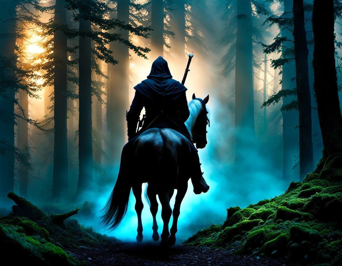 Witcher on Horseback in Haunted Spider Forest