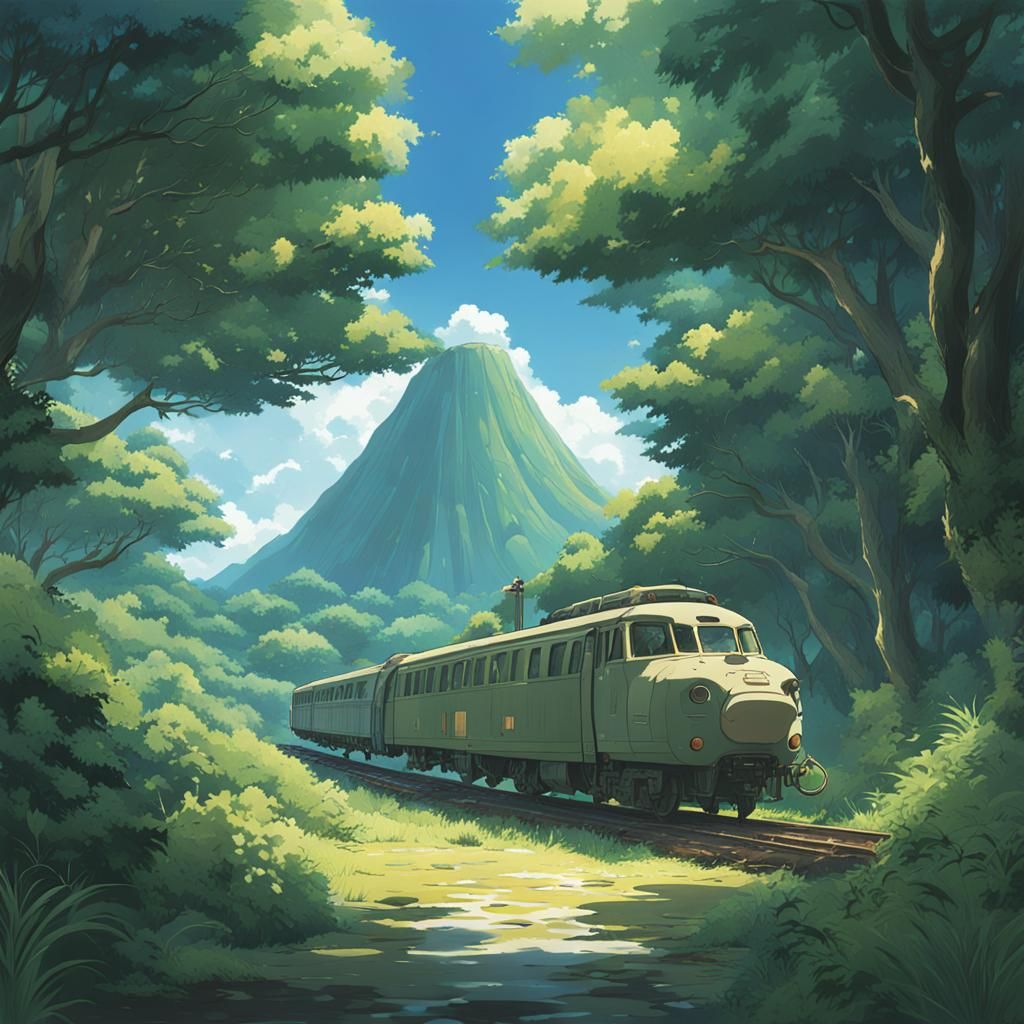 Dinosaur in Studio Ghibli Anime Style