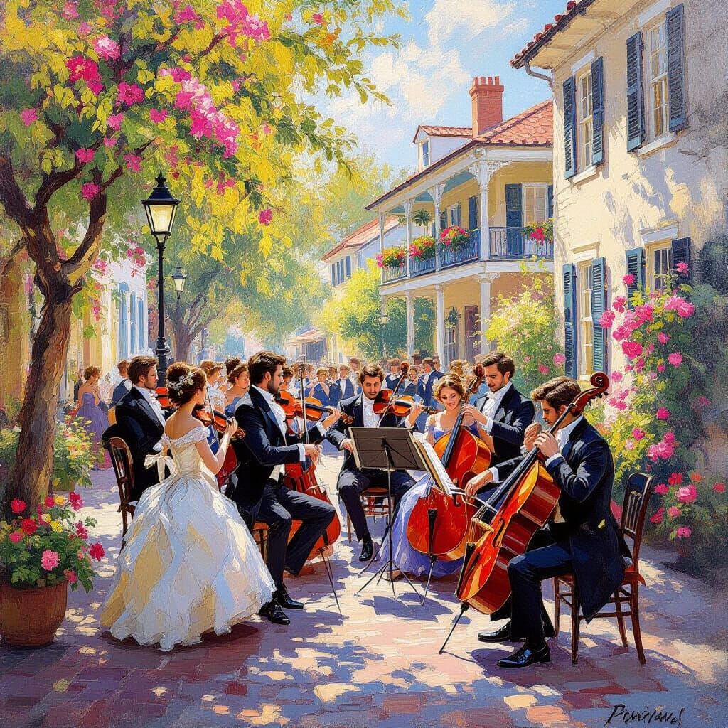 Mozart Festival in Savannah: Impressionist Oil Painting