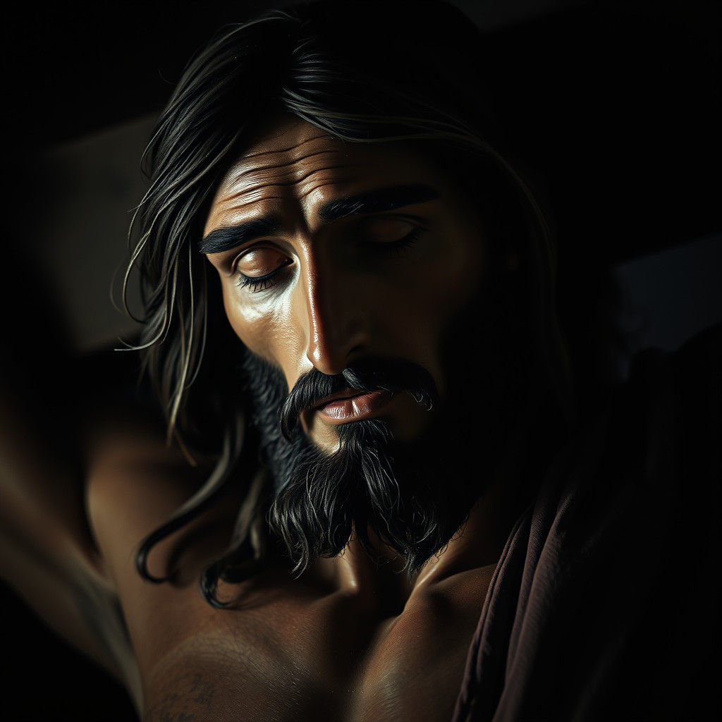 Jesus on the Cross: Evocative Black and White Portrait