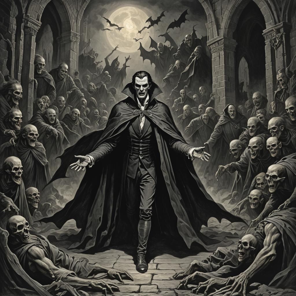 Dracula in Haunting Gothic Horror Style