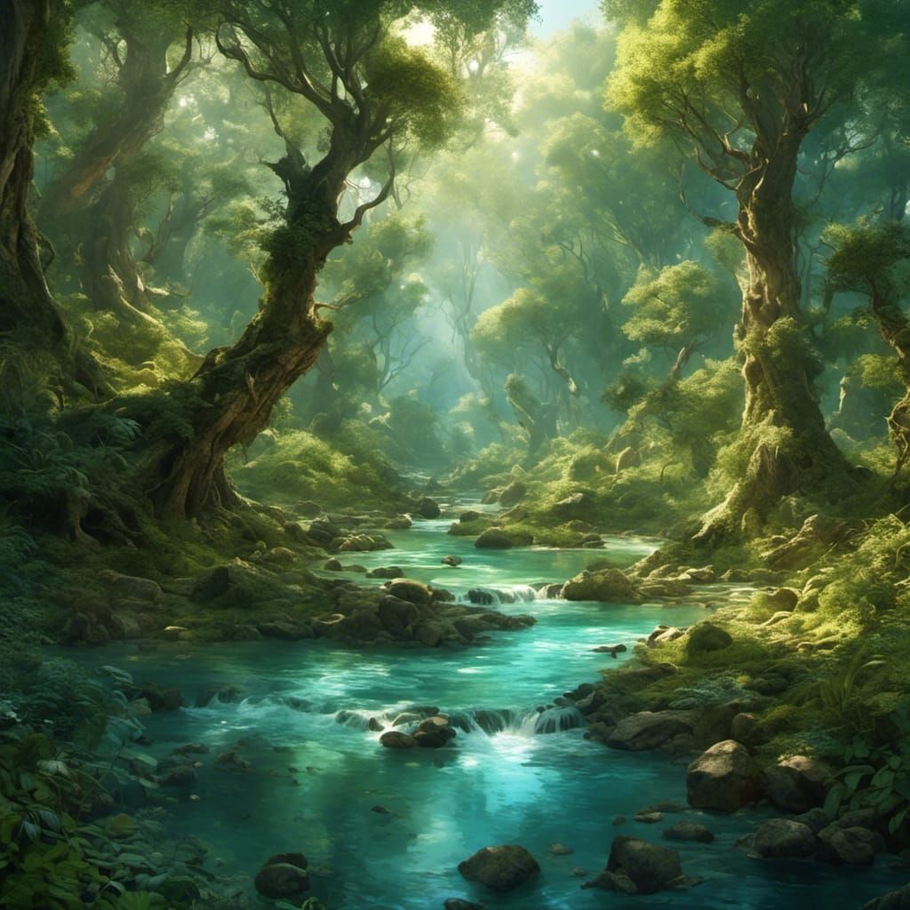 River Flowing Through Forest Landscape