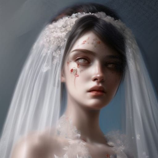 Ethereal Ghost Bride Portrait in Hyperdetail