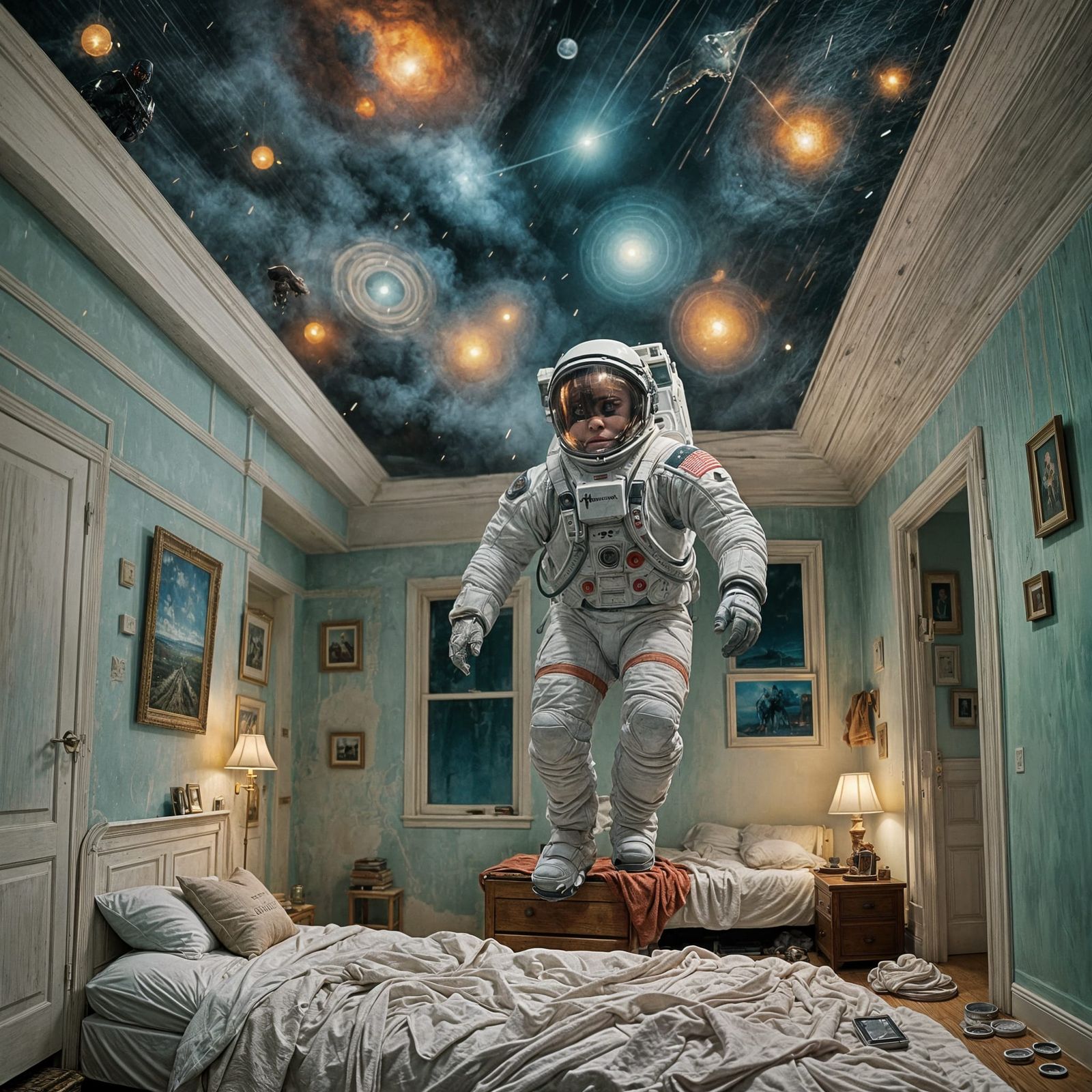 Surreal Astronaut in Cinematic Film Still