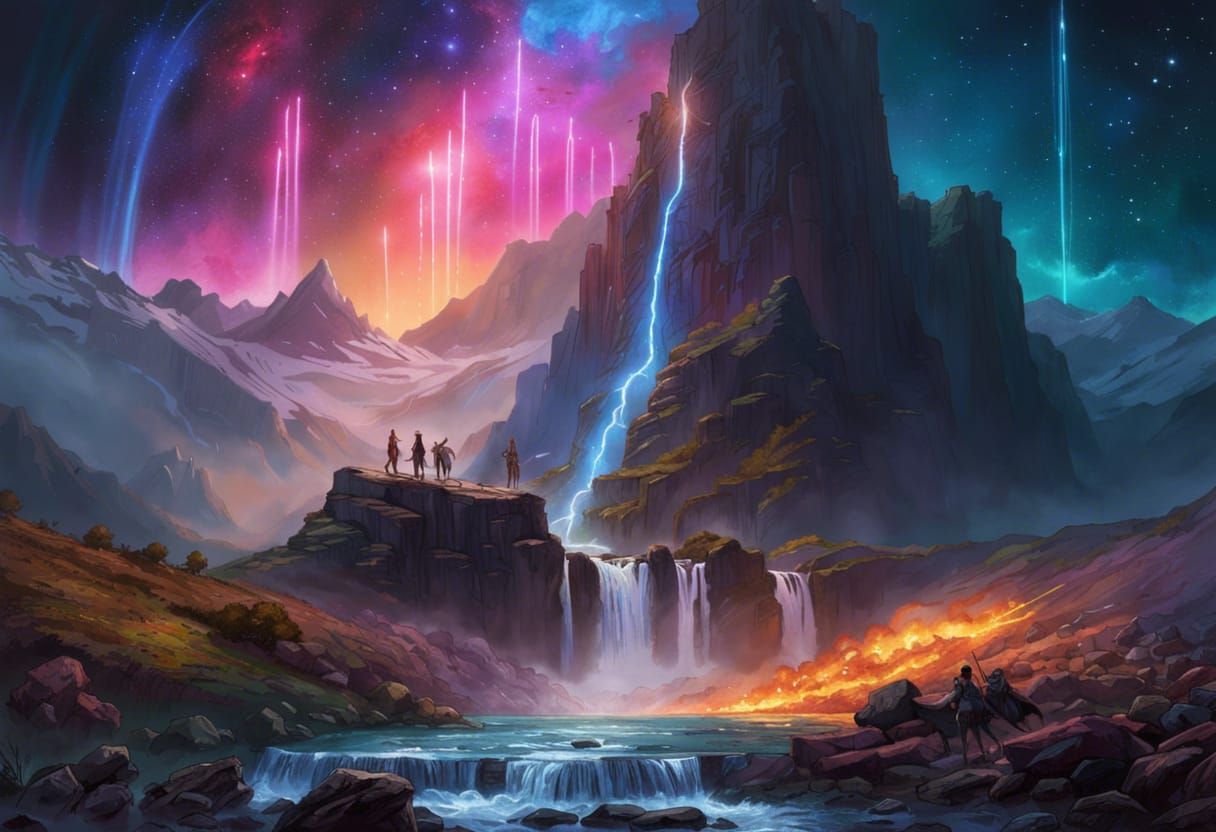 Cosmic Night Sky Over Mountain Valleys