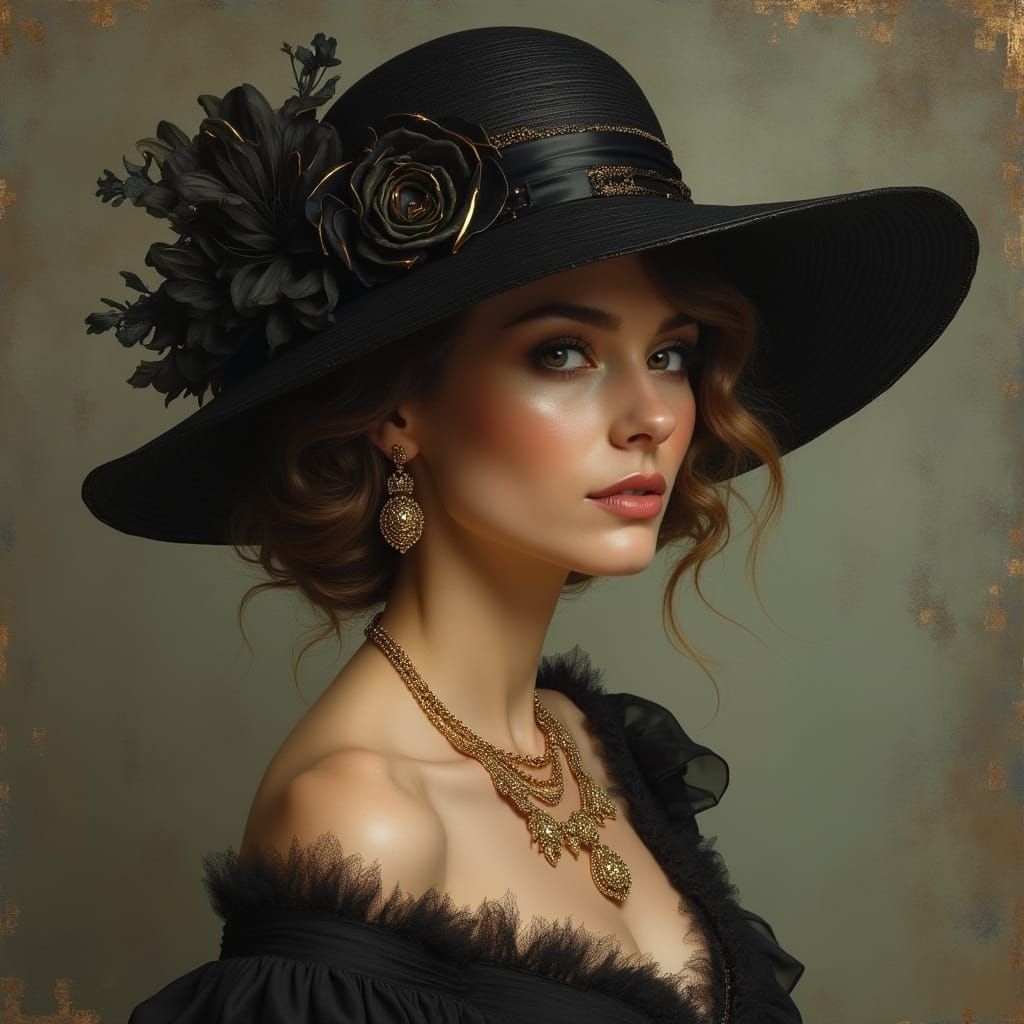 Elegant Woman in Hat: Fine Art Portrait