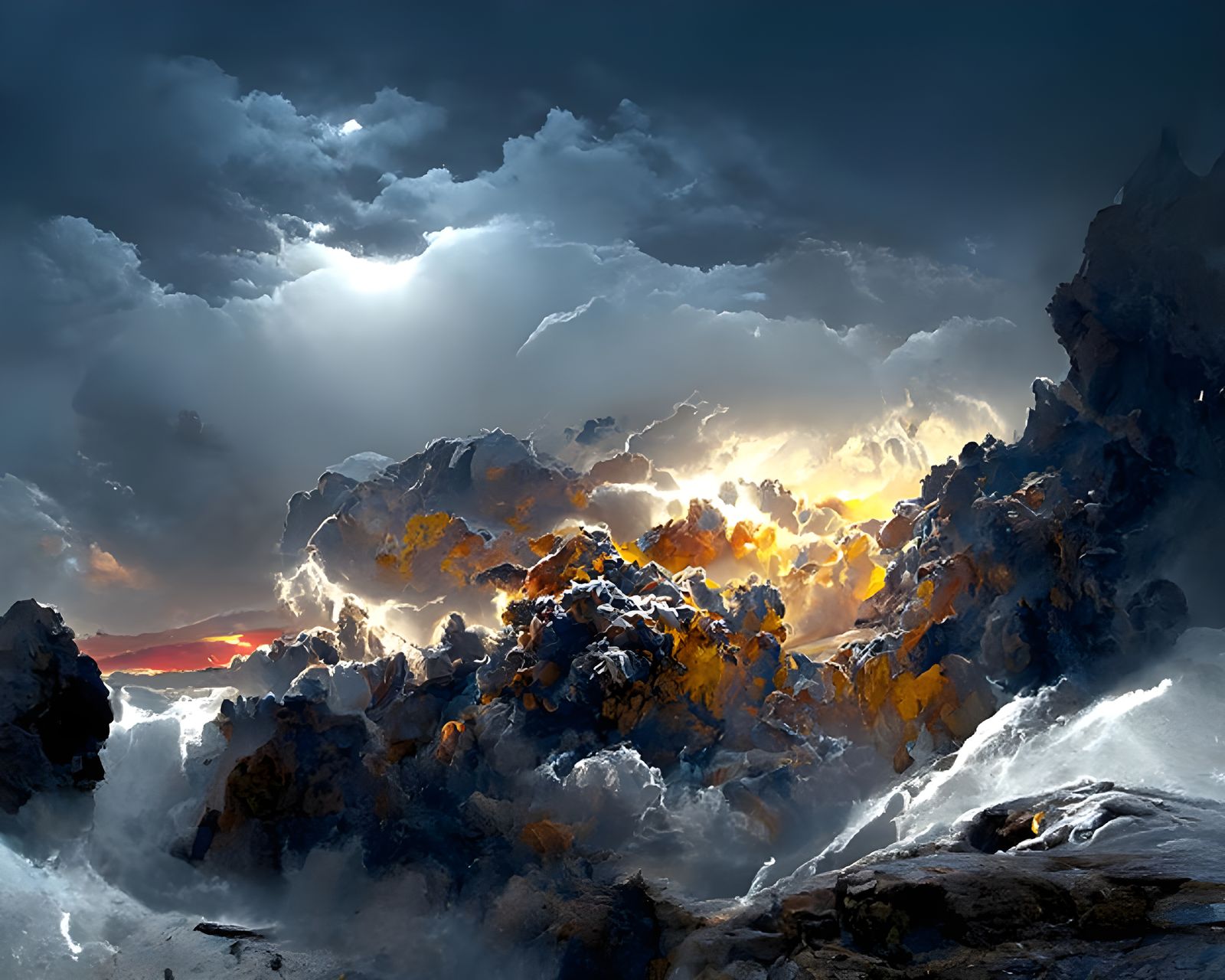 Dramatic Night Sky with Colorful Clouds