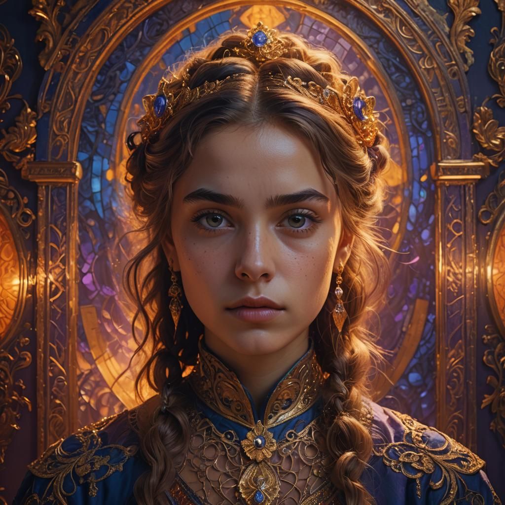 Contempt Portrait in Ornate Frame, Digital Art