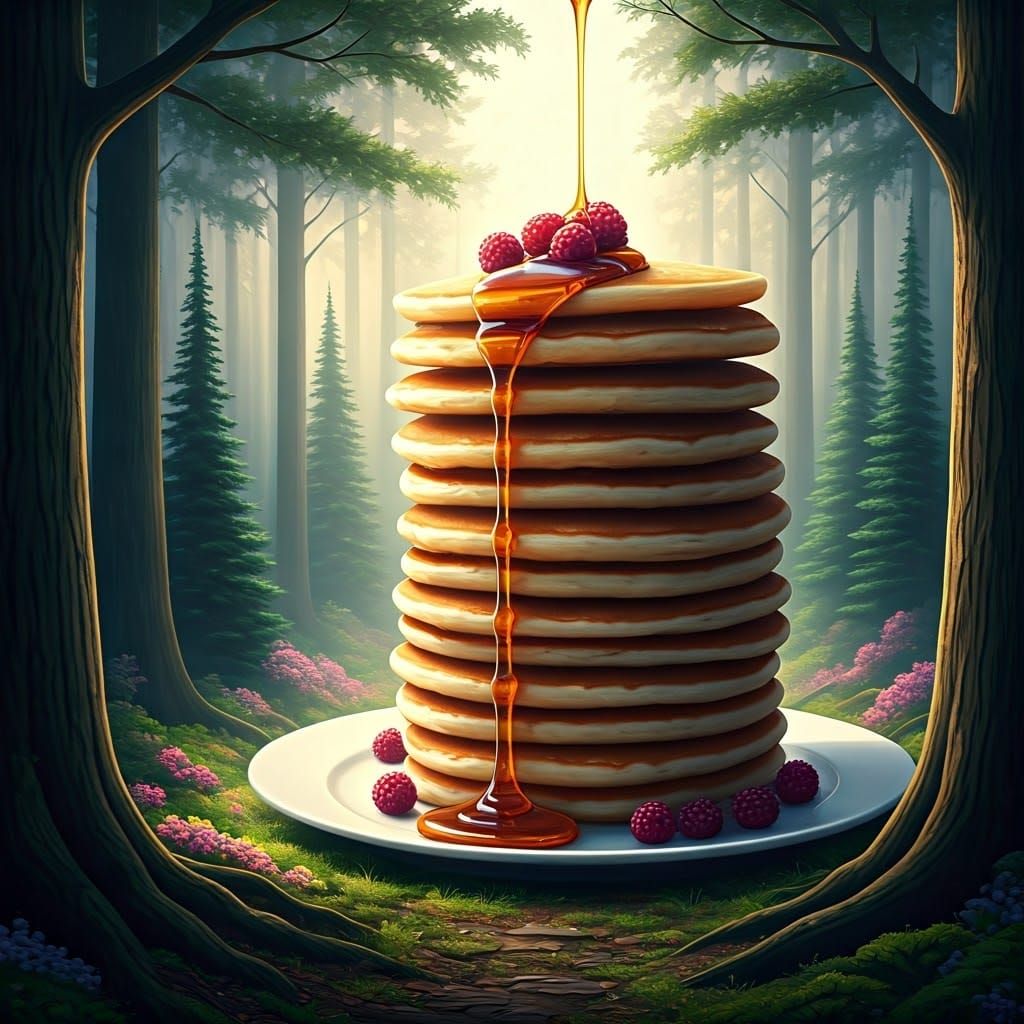 Giant Pancake Waterfall in Ethereal Forest