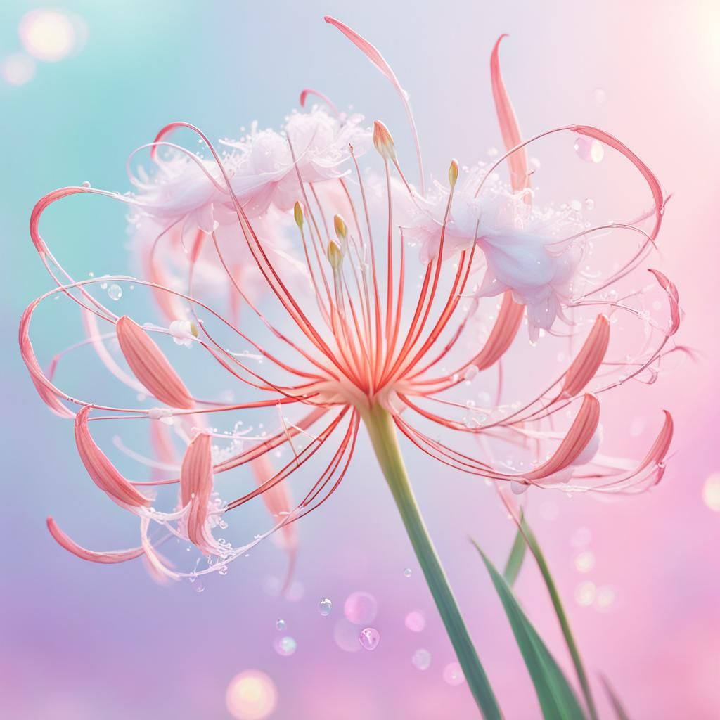 Delicate Anime-Style Flower in Soft Pastel Cotton Candy Hues