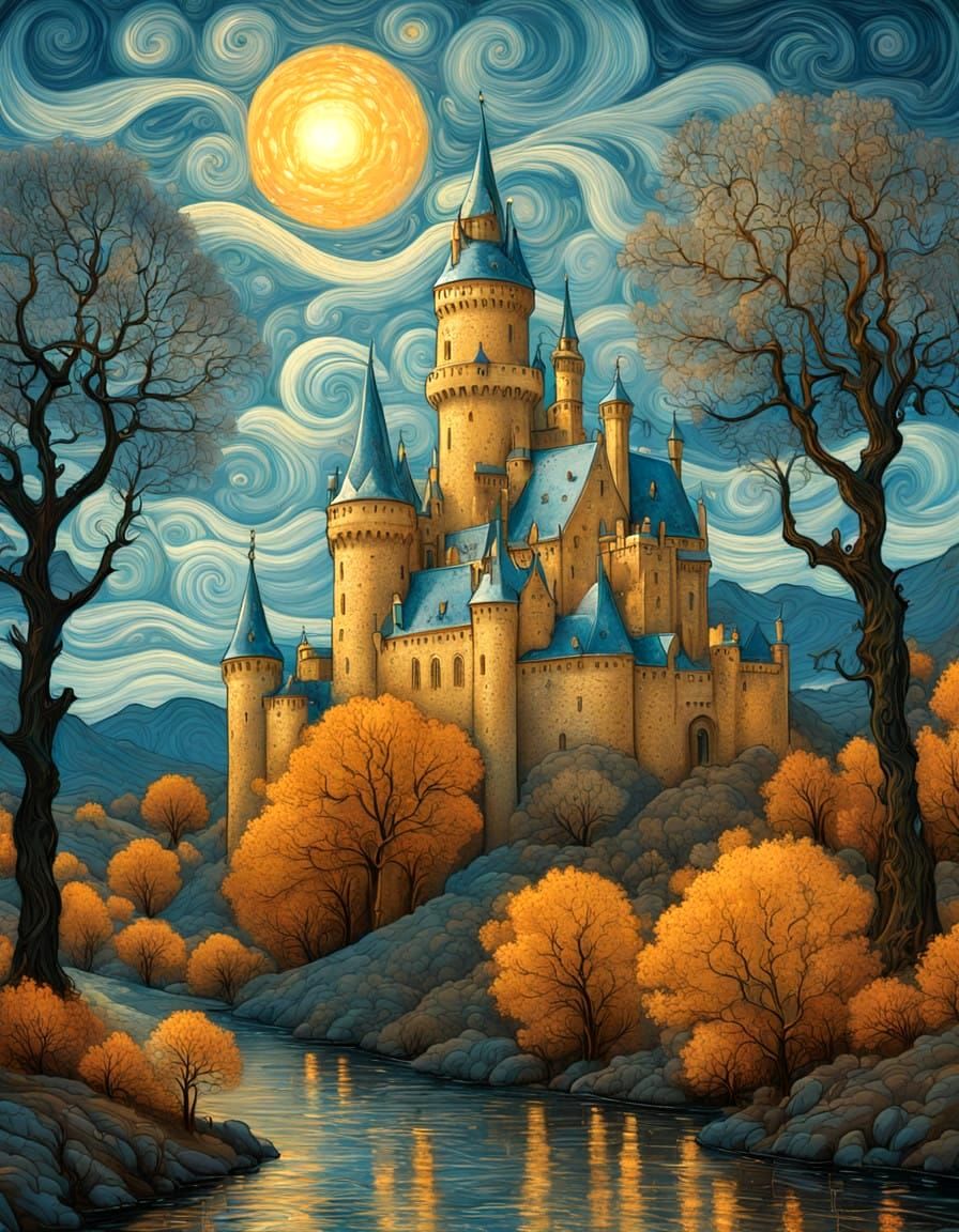 Dreamlike Winter Wonderland in Vibrant Oil Painting Style