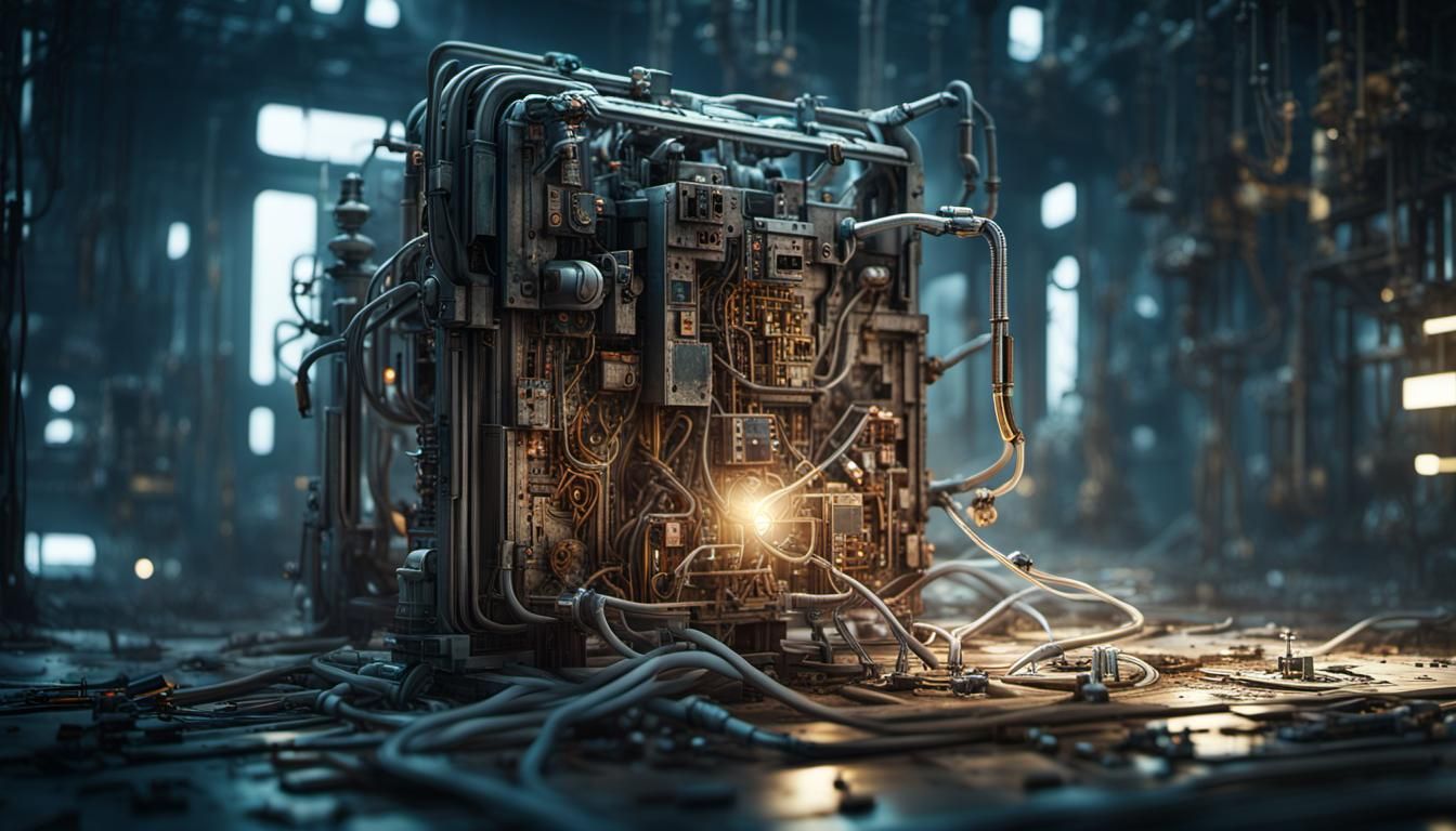 Metallic Construct in Abandoned World: Hyper-Realistic Digit...
