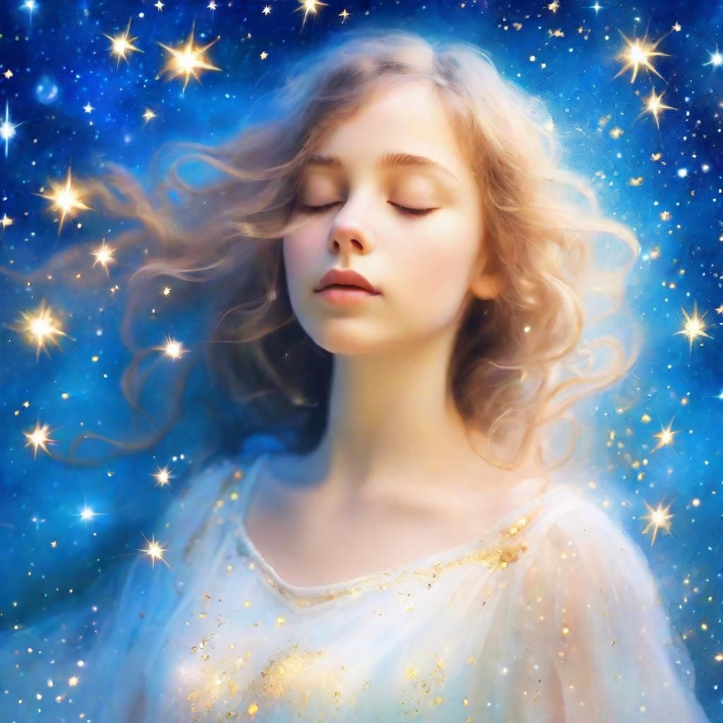 Dreamlike Portrait of Girl Amidst Stardust