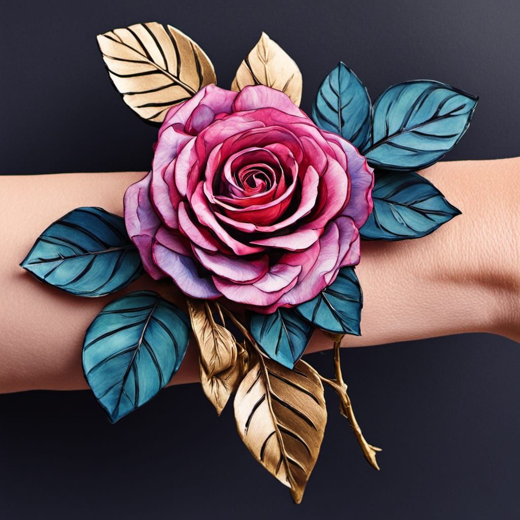 Ethereal Rose Tattoo Design in Vibrant Watercolor