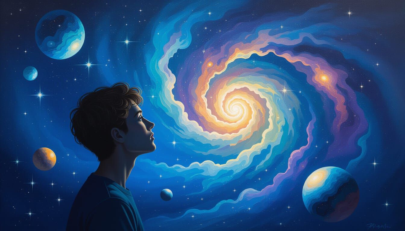 Surreal Cosmic Oil Painting of Awe and Wonder