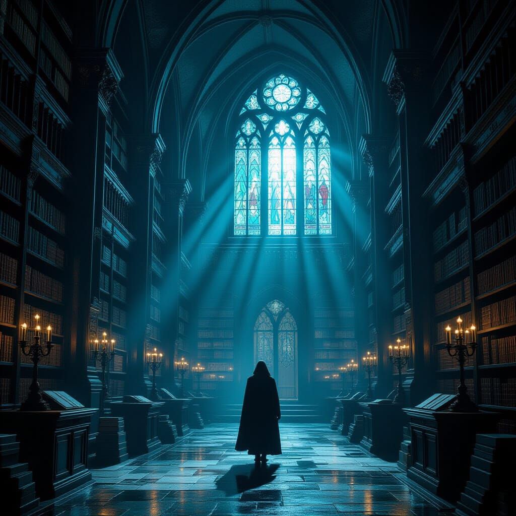 Ethereal Library Threshold in Art Nouveau Style