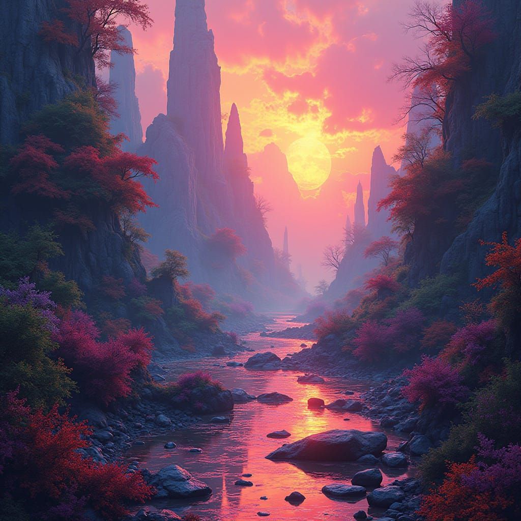 Glitch Dreamscape Unfolds in Vibrant Futuristic Beauty