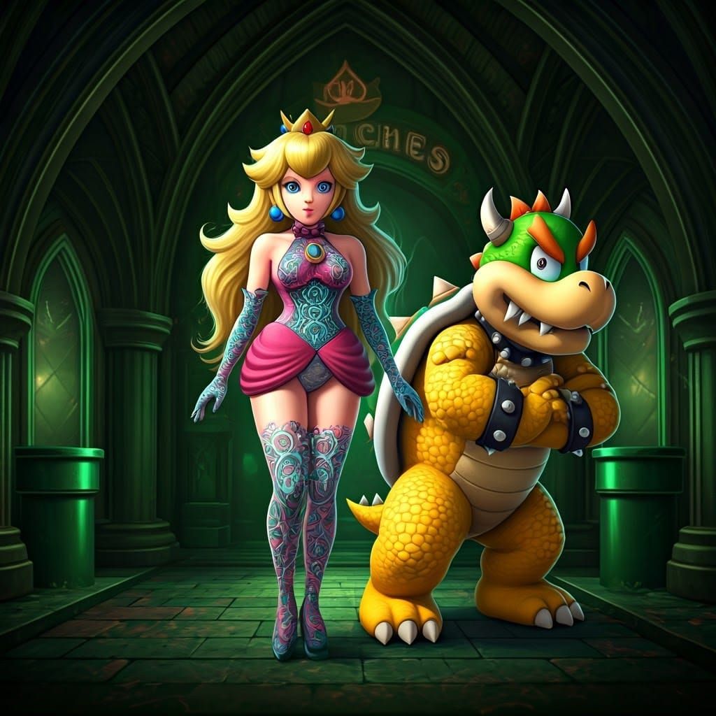 Goth Princess Peach in Ethereal Glow