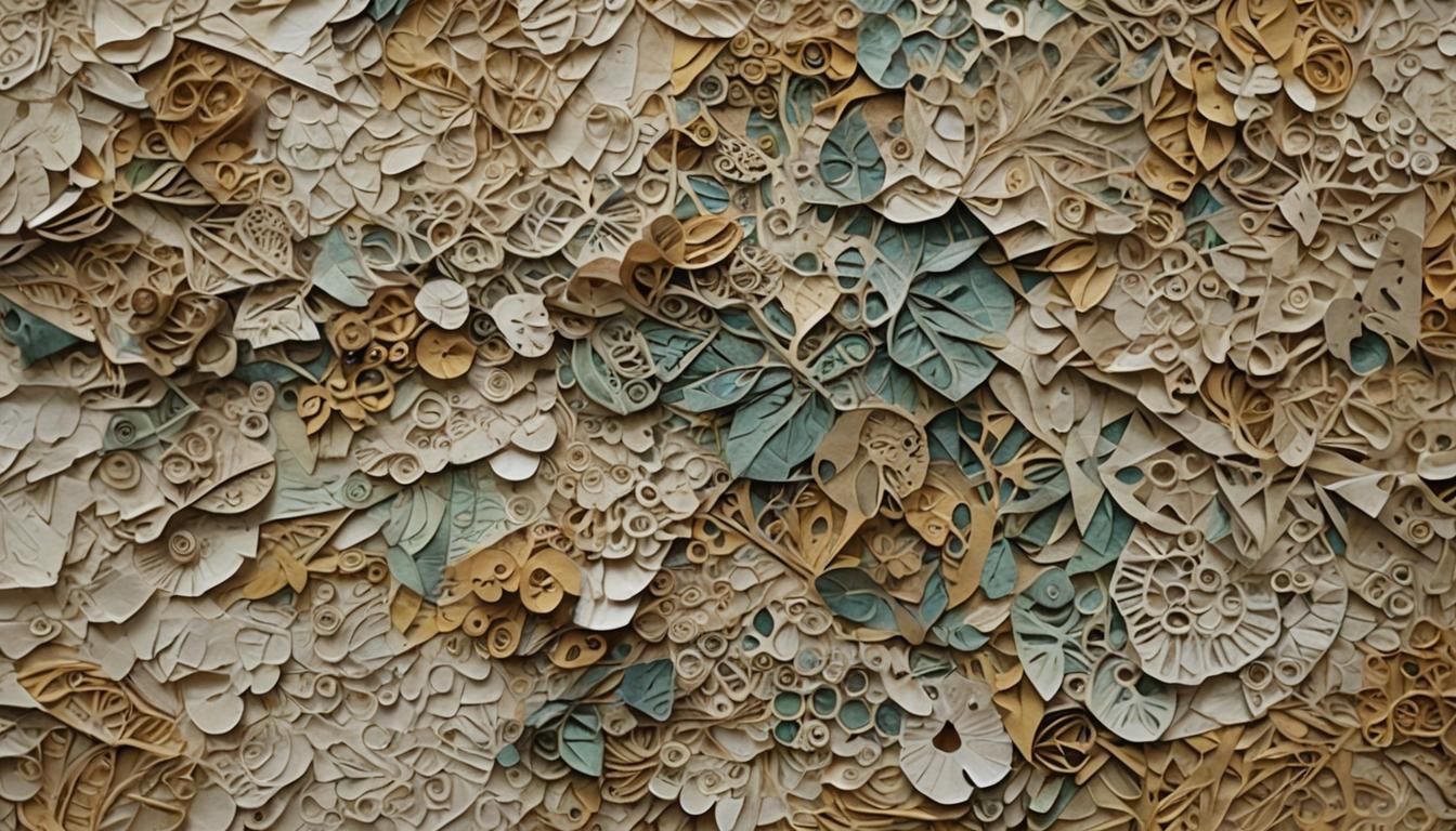 Abstract Paper Fiber Collage Art