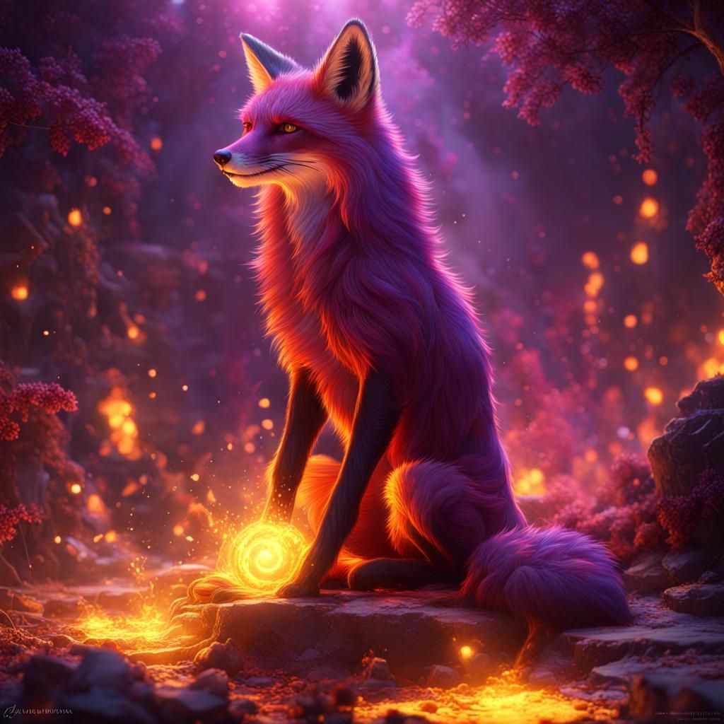 Crimson Fox: Dark Magic Unleashed in Hyperdetailed Fantasy A...