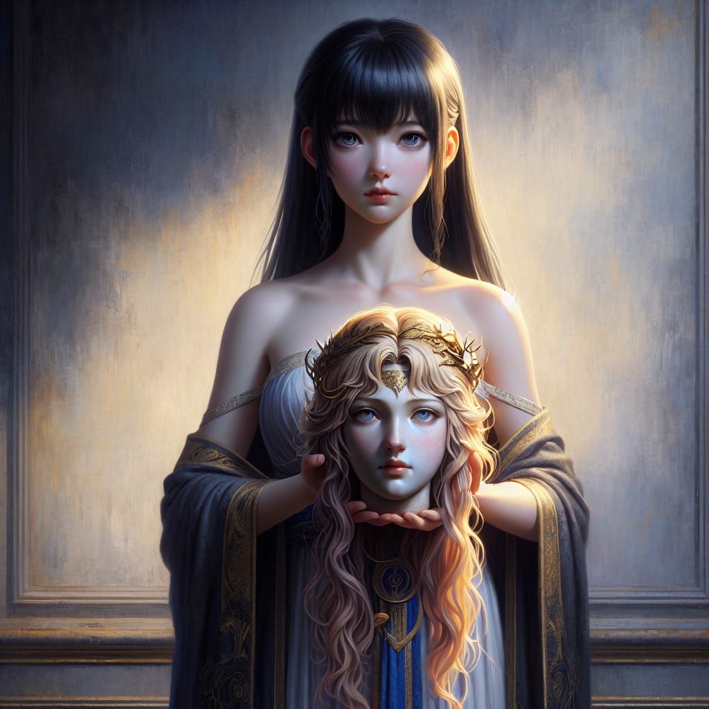 Fantasy Goddess Beheaded by Young Princess in Striking Conce...